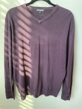 Collection B Men's V-Neck Sweater in Plum Purple